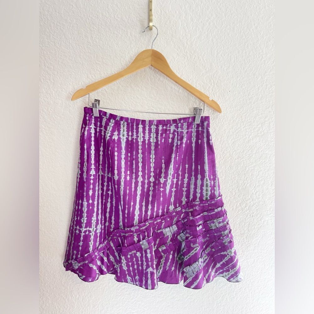 Sachin & Babi x Anthropologie tie dye silk mini Skirt purple and gray 6 - Picture 7 of 7